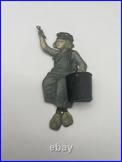 Vintage Advertising Dutch Boy Paint Litho Tin Match Holder / Match Safe Sign