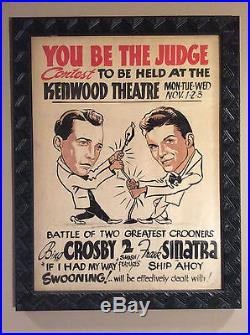 Vintage Advertising Frank Sinatra Bing Crosby Original Painting Theatre Poster
