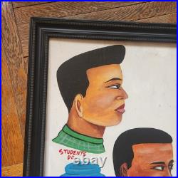 Vintage African Barbershop Signboard, Hand-Painted, from Ghana, Framed