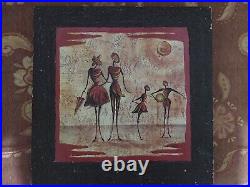 Vintage African Wall Art Culture Signed Abstract Oil Hand Painted Framed Decor