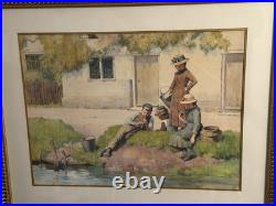 Vintage Alfred Hartley Watercolour Painting Signed Framed