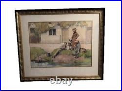 Vintage Alfred Hartley Watercolour Painting Signed Framed