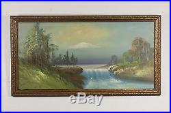 Vintage Alvah Browning Oil Painting Landscape Mountain Waterfall Signed Framed