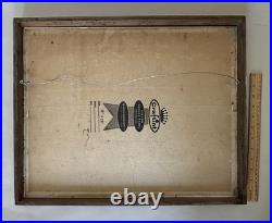 Vintage American Folk Art Naive Winter Snow Scene Oil Painting Signed Beauty