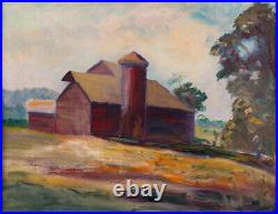 Vintage American Impressionist Oil on Board Painting Country Signed