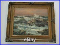Vintage American Impressionist Painting Beach Waves Landscape Coastal Surf