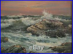 Vintage American Impressionist Painting Beach Waves Landscape Coastal Surf