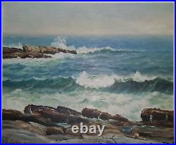 Vintage American Impressionist Pemaquid Maine Coast Ocean Fine Art Oil Painting