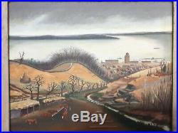 Vintage American Landscape Oil Painting Mid West. Missouri, Iowa WPA era, signed