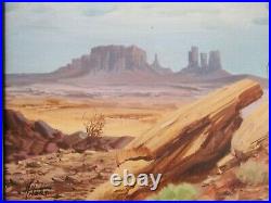 Vintage American Landscape With Cowboy Desert Horse Rock Formations Western Art