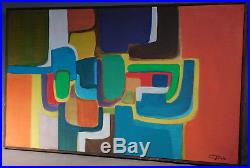 Vintage American Modern Abstract Oil Painting Chris Triola Michigan Designer 67