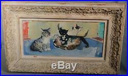 Vintage American Modernist Oil Painting Francis Chapin Kittens Cats Vintage NICE