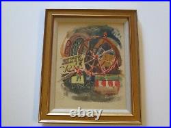 Vintage American Painting Circus Fair Festival Rides Regionalism 1940's Signed