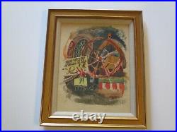 Vintage American Painting Circus Fair Festival Rides Regionalism 1940's Signed