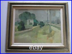 Vintage American Regionalism Painting Landscape Signed Mystery Artist Landscape