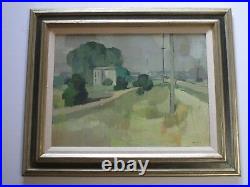 Vintage American Regionalism Painting Landscape Signed Mystery Artist Landscape