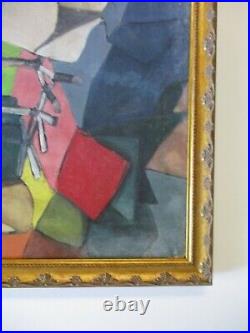 Vintage Antique 1940's Oil Painting Ritter Cubist Mannequin Abstract Nude Store