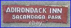 Vintage Antique Adirondack Inn Sacandaga Park NY Wood Sign Hand Painted Folk Art