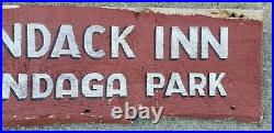 Vintage Antique Adirondack Inn Sacandaga Park NY Wood Sign Hand Painted Folk Art