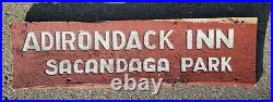Vintage Antique Adirondack Inn Sacandaga Park NY Wood Sign Hand Painted Folk Art