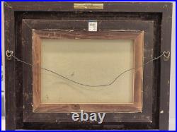 Vintage / Antique Framed 2 Dogs In A Stable Painting On Canvas Signed