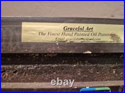 Vintage / Antique Framed 2 Dogs In A Stable Painting On Canvas Signed