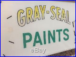 Vintage Antique Gray Seal Paints Clock Sign Light COOL! Lighted FREE SHIP