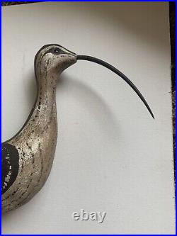 Vintage/Antique Hand Painted Shore Bird Iron Beak Signed