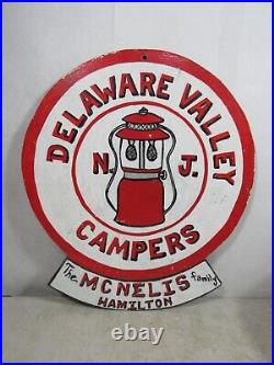 Vintage/Antique Homemade Hand Painted Delaware Valley NJ Campers Sign
