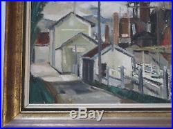 Vintage Antique Industrial Oil Painting Impressionism American Regionalism Urban