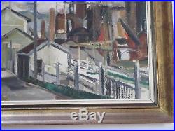 Vintage Antique Industrial Oil Painting Impressionism American Regionalism Urban