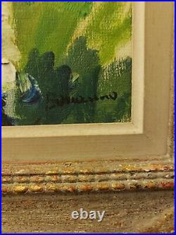 Vintage Antique Oil On Canvas Big Eyes Boy Painting Signed Framed