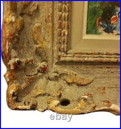 Vintage Antique Oil On Canvas Big Eyes Boy Painting Signed Framed