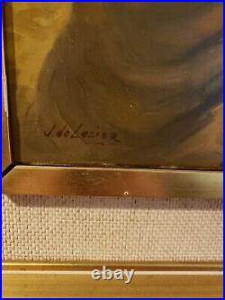 Vintage Antique Oil On Canvas Painting Spanish Man With Hat In the Desert Signed