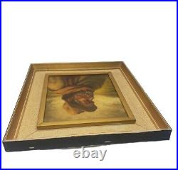 Vintage Antique Oil On Canvas Painting Spanish Man With Hat In the Desert Signed