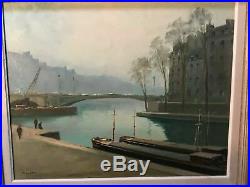 Vintage Antique Oil Painting On Canvas In Paris Artist Signed Morgan