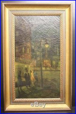 Vintage / Antique Oil Painting of Dark Scene Signed Everett Shinn Ashcan School