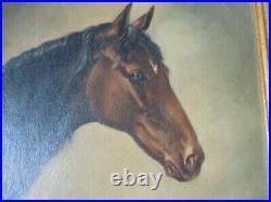 Vintage Antique Oil on Board Painting of Horse