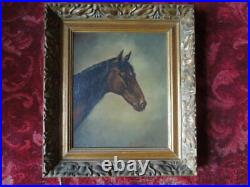 Vintage Antique Oil on Board Painting of Horse