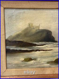 Vintage Antique Oil on Canvas Signed EAS Coastal Seascape Painting