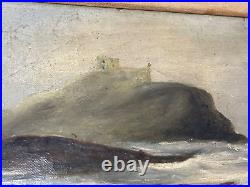 Vintage Antique Oil on Canvas Signed EAS Coastal Seascape Painting