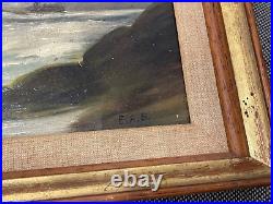 Vintage Antique Oil on Canvas Signed EAS Coastal Seascape Painting