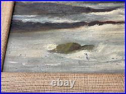Vintage Antique Oil on Canvas Signed EAS Coastal Seascape Painting