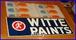 Vintage Antique Original Witte Paints +painter 28 X 10 Metal Gasoline Oil Sign