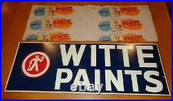 Vintage Antique Original Witte Paints +painter 28 X 10 Metal Gasoline Oil Sign