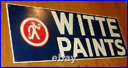 Vintage Antique Original Witte Paints +painter 28 X 10 Metal Gasoline Oil Sign