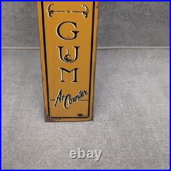 Vintage Antique Painted Metal Chewing Gum At Counter Advertising Sign 19.5x3.5
