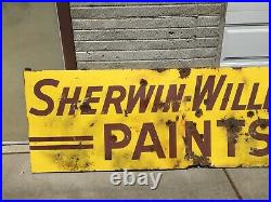 Vintage Antique Sherwin Williams Paint Porcelain Sign Paints Bullet Holes