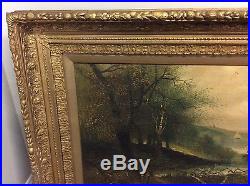 Vintage Antique Signed Hudson River School Oil Painting On Canvas
