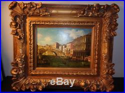 Vintage/Antique Signed Oil on Board Painting of Venice Canal With Bridge of Sighs